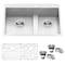 Ruvati 33" Drop-in Low Platform-Divide 60/40 Dbl Bowl 16 Ga Kitchen Sink RVH8059 - alternate 1